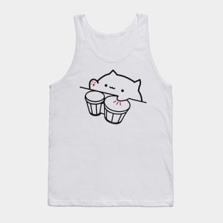 Bongo Cat Viral Music Cute Cat Meme Tank Top